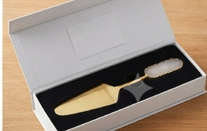 Premium Gold Finish Stainless Steel Cake Server <b>Set</b> With Agate Handle Handmade Ideal For Wedding And Anniversary Use - Product Image 4