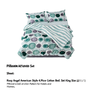 Ensemble de draps en coton de style américain Rosy Angel, 4 pièces, taille King, 60x90 pouces, motifs unis et de dessins animés pour hôtels et maisons - Product Image 2