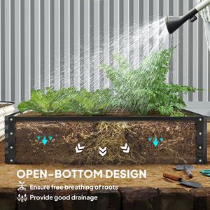 4x4 ft Galvanized Steel Raised Garden Bed Grey <b>Planter</b> Box for Growing <b>Vegetables</b> Flowers Herbs Garden Supply - Product Image 6
