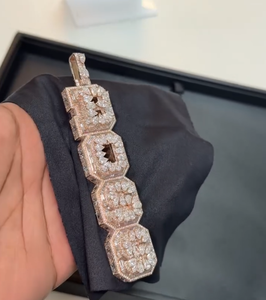Colgante de Diamante de Laboratorio en Oro Rosa Personalizado BOSS, Corte Pera y Redondo, Micro Pavé, Estilo Hip Hop, Lujoso, Unisex, para Uso Diario - Product Image 1