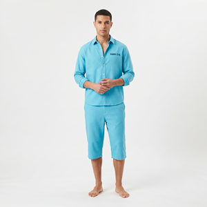 Conjunto de Camisa y Pantalones Cortos Casuales para Hombre, Estampado Personalizado, Corte Cuadrado, con Botones, Atuendo de Verano para Hombre - Product Image 5