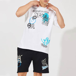 Conjunto Deportivo Informal de Verano para Hombre Econex, Dos Piezas, Camiseta y Pantalones Cortos con Bloques de Color, Mezcla de Algodón, Tejido de Punto, 320g, Sin Costuras, Secado Rápido - Product Image 2