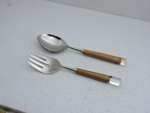 handmade resin grip stainless steel <b>salad</b> <b>spoon</b> fork decorative serveware wholesale kitchenware distributor - Product Image 1