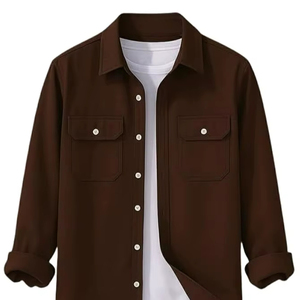 Chemise décontractée élégante pour homme en mélange de coton, chemise à manches longues boutonnée avec deux poches à rabat, tissu confortable et respirant - Product Image 1
