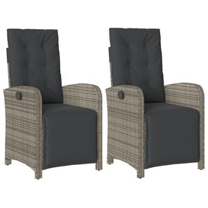 Sillas de patio reclinables de ratán polivinílico gris con reposapiés, cómodo juego de muebles para exteriores, 2 uds. - Product Image 2