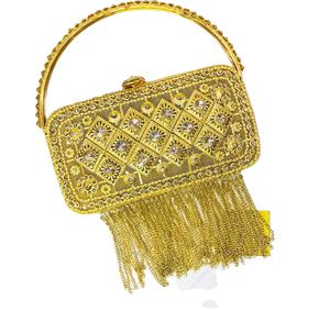 Clutch de Metal Hecho a Mano por Craftstages International, Diseño de Corazón con Perlas, para Bodas, con Solapa, Forro de Satén y Capacidad para Anillos - Product Image 1