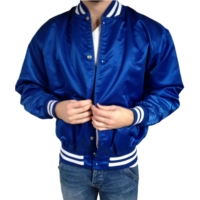 Veste universitaire en satin avec broderie universitaire, vente en gros, personnalisable, pour hommes, style baseball, vintage, satinée, pour le basketball