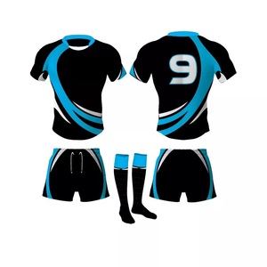Conjunto de Uniforme de Rugby Sublimado Personalizado, Negro, Rojo y Blanco, Cuello Redondo, Manga Corta, Absorbente de Humedad, Ajustado, para Adultos, para Todas las Temporadas - Product Image 2