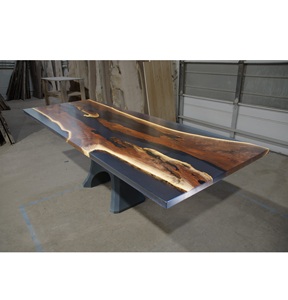 Table à manger moderne de luxe en bois et résine époxy, décoration artisanale personnalisée pour la maison, table à manger en bois et résine sur mesure, intérieur de luxe - Product Image 4
