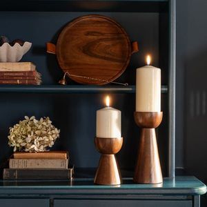 Handmade Wooden Candle Holder Decorative <b>Rustic</b> Accent Piece For Dining <b>Table</b> Wedding Centerpiece And Modern Home Styling - Product Image 1