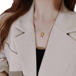 Collier à billes réglable en or 18 carats avec perles naturelles rondes sans défaut de 9 à 8,5 mm, polyvalent et élégant - Product Image 4