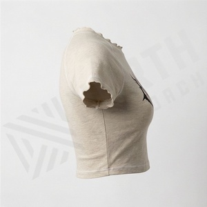 T-shirts courts en coton lavé 100 % silicone pour femmes, style décontracté, motif uni, 180 GSM, vêtements compressés de qualité supérieure - Product Image 3