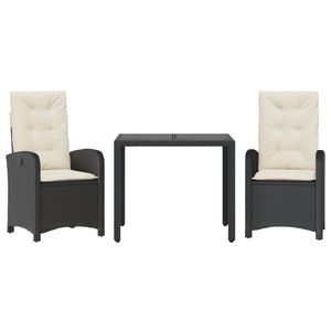 Set da Pranzo da Giardino in Rattan Nero per 2 Persone, Resistente alle Intemperie, Arredamento da Esterno in Stile Contemporaneo - Product Image 2