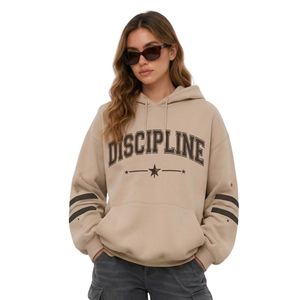 Custom Puff Print Typography Drop Shoulder <b>Women</b> <b>Blue</b> Cotton Fleece Hoodie Oversized Relaxed Fit <b>Hoodies</b> - Product Image 3