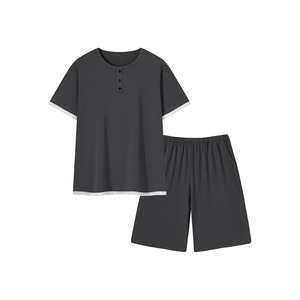 Conjunto de 2 Piezas de Camisa de Manga Corta y Pantalones Cortos para Hombre, Trajes de Playa de Verano, Conjuntos Deportivos Casuales Sólidos - Product Image 1