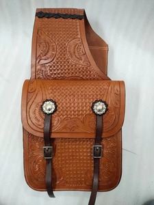 Excellent Quality Beautiful <b>Tooling</b> Carving <b>Leather</b> Western Saddle Bag For Horse Available At Export Quality And Price - Product Image 3