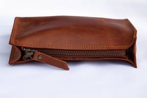 Full Grain Leather <b>Cable</b> Organizer Luxury Desk Cord Tidy Travel Tech Wrap Wire Management Case Verified Supplier LCO-0017 - Product Image 3