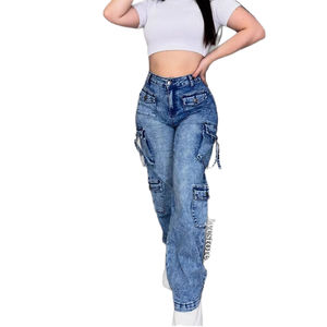 Nuevos Jeans Casuales de Mujer, Personalizados con Logotipo, 100% Algodón Denim Lavado, Ajustados, Cintura Media, Resistentes al Viento, Bordados, Largura al Tobillo - Product Image 1