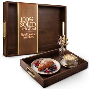 Bandeja de Servir de Madera de Acacia con Asas |   Plato de Madera Minimalista al por Mayor - Product Image 2