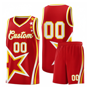 Ensemble d'uniformes de basketball à manches courtes en polyester imprimé, séchage rapide, haute qualité, avec logos personnalisés et fonction antibactérienne - Product Image 2