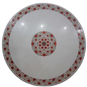 Mesa de Centro Tradicional y Duradera con Incrustaciones de Mármol para Sala de Estar - Product Image 1