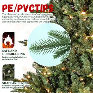 Albero di Natale a forma intera da 2,3 m con 850 luci UL, rami misti in PE/PVC, 2441 punte, base larga incernierata per aree spaziose - Product Image 4