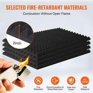 Paquete de 4 Paneles Acústicos de Espuma con Diseño de Pirámide de 48 x 24 x 2 Pulgadas, Paneles de Pared Insonorizantes Resistentes al Fuego para Amortiguación de Sonido - Product Image 3