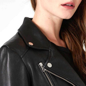 Chaqueta de Motocicleta para Mujer MAKUM INTERNATIONAL, Negra, de Piel de Cordero, Transpirable, Gruesa, con Forro de Algodón y Piel de Cordero, Diseño Digital - Product Image 4