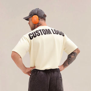 T-shirt Homme Blanc à Manches Courtes Col Rond Coupe Classique en Coton Tricoté 100% Imprimé Anti-Plis Rayé Séchage Rapide Logo Avant Sportif - Product Image 4