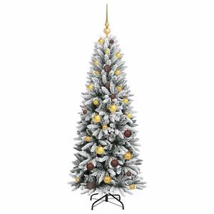Sapin de Noël artificiel blanc à 150 LED, 59,06 pouces, lumières festives pour les fêtes - Product Image 4