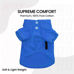 เสื้อโปโลสุนัขสีน้ำเงินคลาสสิก ผ้าฝ้าย พร้อมปกและกระดุม เสื้อยืดลูกสุนัขเนื้อนุ่ม ระบายอากาศได้ดี สวมใส่สบายสำหรับฤดูร้อน - Product Image 5