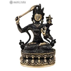 รูปปั้นทองเหลืองทำด้วยมือ8นิ้วของพระพุทธเจ้ามานจูศรีย์ทิเบตสำหรับตกแต่งบ้านวัดและเป็นของขวัญทำในอินเดีย - Product Image 2