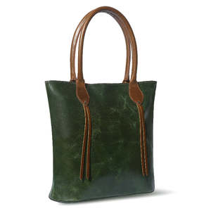 Vintage Leather Blue Tote Bag Retro Shoulder Handbag Zipper Closure Large Capacity for Travel Shopping and laptop bag - Product Image 4