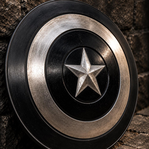 Escudo Decorativo de Metal Negro para Pared, Escudo Redondo Decorativo con Estrella Plateada, Obra de Arte Coleccionable para el Hogar, Oficina o Sala de Juegos - Product Image 5
