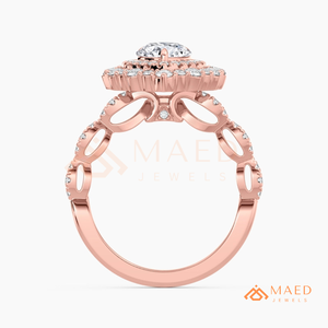 แหวนหมั้นทองคำ 14K โรสโกลด์ทรงลูกแพร์ประดับโมอิสซาไนต์ ดีไซน์หรูหรา ของขวัญเครื่องประดับเจ้าสาวสำหรับผู้หญิง เทรนด์อเมริกา - Product Image 6