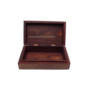 Boîte de rangement de bijoux rectangulaire en bois sculpté à la main Boîte d'affichage de cadeau de symbole de pentacle de lune triple Modèle décoratif - Product Image 2