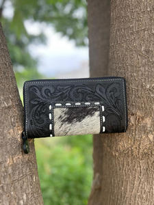 Pelo hecho a mano real en ocultar cuero de piel negra con herramientas embrague nuevas mujeres occidentales diseñadas Venta caliente billetera única de cuero con herramientas - Product Image 4