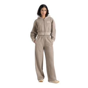 Survêtement à capuche entièrement zippé pour femme avec pantalon large, taille élastique, boutons-pression latéraux, poches, vente en gros, personnalisé, OEM, deux pièces, taille S - Product Image 1