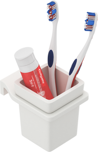 Support mural de luxe en verre carré avec porte-gobelet pour brosse à dents, en acier inoxydable, pour lavabo de salle de bain - Product Image 2