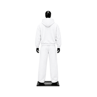 Ensemble de survêtement blanc à capuche zippé pour homme, en molleton uni, style décontracté streetwear, tenue de sport, sweat-shirt à capuche oversize