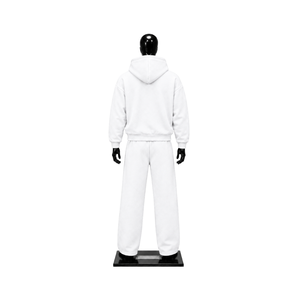 Ensemble de survêtement blanc à capuche zippé pour homme, en molleton uni, style décontracté streetwear, tenue de sport, sweat-shirt à capuche oversize - Product Image 2