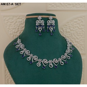 MIJ Luxury American Diamond CZ Stones Silver Plated Alloy <b>Bridal</b> Wedding Engagement Jewelry Set Fancy Style - Product Image 4