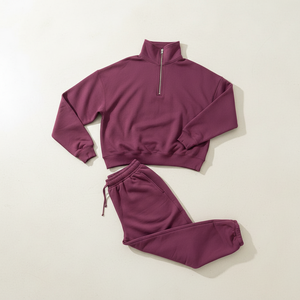 Conjunto de Sudadera y Pantalones de Chándal de Forro Polar para Hombre, con Media Cremallera, Pierna Ancha, Puños Acanalados, Personalizable, OEM, Proveedor Mayorista - Product Image 4