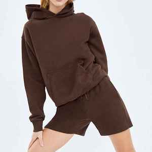 Conjunto de Sudadera con Capucha y Pantalones Cortos para Mujer, Verano, Ecológico, Transpirable, 2 Piezas, Ropa Casual, 100% Algodón, Corte Holgado - Product Image 6
