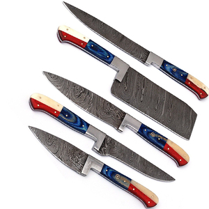 Handmade Damascus Steel Chef <b>Knife</b> <b>Set</b> 5 Pcs High Quality Professional <b>Set</b> for Dining Usage with Leather Bag - Product Image 3