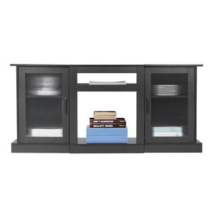 Mobile TV Moderno per TV fino a 65 Pollici, Mobile Porta TV in Legno con Illuminazione a LED e Ante in Vetro - Product Image 2