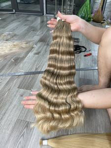 Lo último en extensiones de cabello Remy natural recto y crudo con tapa Vietnam virgen cutícula alineada a granel máquina doble trama teñida a mano - Product Image 2