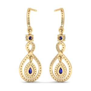 Boucles d'oreilles pendantes REYES personnalisées en argent sterling 925 avec saphir bleu taille poire 1 carat pour femme, idéales pour mariage et soirée - Product Image 4