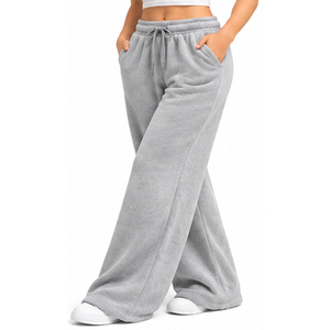 <b>Womens</b> Relaxed <b>Fleece</b> Flare Pants Wide Leg <b>Trousers</b> Custom Wholesale Winter Clothing Supplier OEM ODM Private Label Apparel - Product Image 1