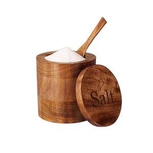 Boîte à sel en bois de qualité faite à la main luxueuse boîte de rangement Masala en bois de qualité supérieure boîte de rangement pour épices - Product Image 1